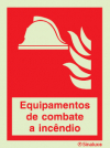 Sinal de equipamentos de combate a incêndios