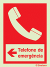 Sinal de telefone de emergência à esquerda