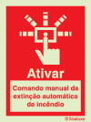 Sinal de ativar comando manual de extinção automática de incêndio