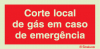 Sinal de corte local de gás em caso de emergência