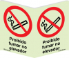 Sinal panorâmico de proibido fumar no elevador
