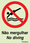 Sinal de proibição, não mergulhar, no diving