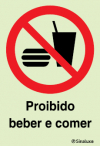Sinal de proibição, proibido beber e comer