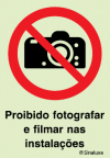 Sinal de proibição, proibido fotografar e filmar nas instalações