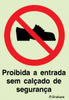 Sinal de proibição, proibida a entrada sem calçado de segurança