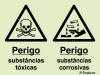 Sinal composto duplo, perigo de sustâncias tóxicas e substâncias corrosivas