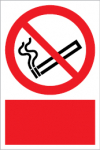 Sinal de proibido fumar com legenda personalizada em baixo