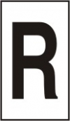 Vinil autoadesivo com a letra R em fundo branco