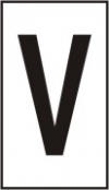 Vinil autoadesivo com a letra V em fundo branco