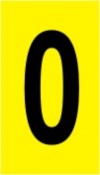 Vinil autoadesivo com o número 0 em fundo amarelo