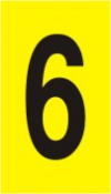 Vinil autoadesivo com o número 6 em fundo amarelo