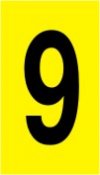 Vinil autoadesivo com o número 9 em fundo amarelo