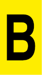 Vinil autoadesivo com a letra B em fundo amarelo