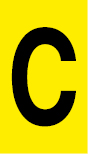 Vinil autoadesivo com a letra C em fundo amarelo