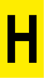 Vinil autoadesivo com a letra H em fundo amarelo