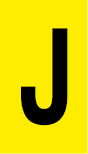Vinil autoadesivo com a letra J em fundo amarelo