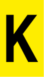 Vinil autoadesivo com a letra K em fundo amarelo