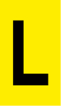 Vinil autoadesivo com a letra L em fundo amarelo