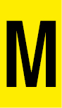 Vinil autoadesivo com a letra M em fundo amarelo