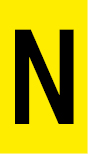 Vinil autoadesivo com a letra N em fundo amarelo