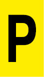 Vinil autoadesivo com a letra P em fundo amarelo