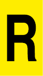 Vinil autoadesivo com a letra R em fundo amarelo