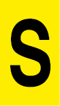 Vinil autoadesivo com a letra S em fundo amarelo