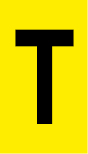 Vinil autoadesivo com a letra T em fundo amarelo