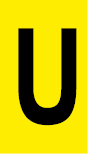 Vinil autoadesivo com a letra U em fundo amarelo