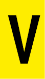 Vinil autoadesivo com a letra V em fundo amarelo