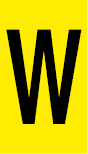 Vinil autoadesivo com a letra W em fundo amarelo