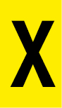 Vinil autoadesivo com a letra X em fundo amarelo