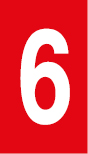 Vinil autoadesivo com o número 6 em fundo vermelho