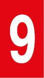 Vinil autoadesivo com o número 9 em fundo vermelho