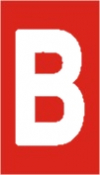 Vinil autoadesivo com a letra B em fundo vermelho