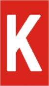 Vinil autoadesivo com a letra K em fundo vermelho