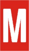 Vinil autoadesivo com a letra M em fundo vermelho
