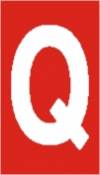 Vinil autoadesivo com a letra Q em fundo vermelho