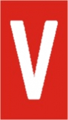 Vinil autoadesivo com a letra V em fundo vermelho