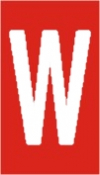 Vinil autoadesivo com a letra W em fundo vermelho