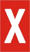 Vinil autoadesivo com a letra X em fundo vermelho