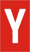 Vinil autoadesivo com a letra Y em fundo vermelho