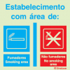 Sinal para identificação de estabelecimento com área de fumadores e não fumadores