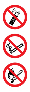 Sinal composto para depósitos de combustível, Proibido uso de telemóvel, fumar ou foguear
