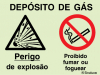 Sinal para condomínios composto, Depósito de gás | Perigo de explosão e proibido fumar ou foguear