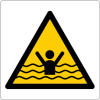 Sinal para parques aquáticos, piscinas e praias, perigo de afogamento