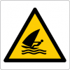 Sinal para parques aquáticos, piscinas e praias, perigo, zona de prática de windsurf
