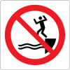 Sinal para parques aquáticos, piscinas e praias, proibição, proibido saltar para a água