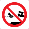 Sinal para parques aquáticos, piscinas e praias, proibição, proibido nadar fora das zonas delimitadas