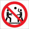 Sinal para parques aquáticos, piscinas e praias, proibição, proibido jogar à bola